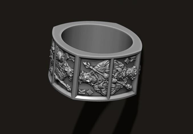 playing cards Kings pairs ring 3D print model