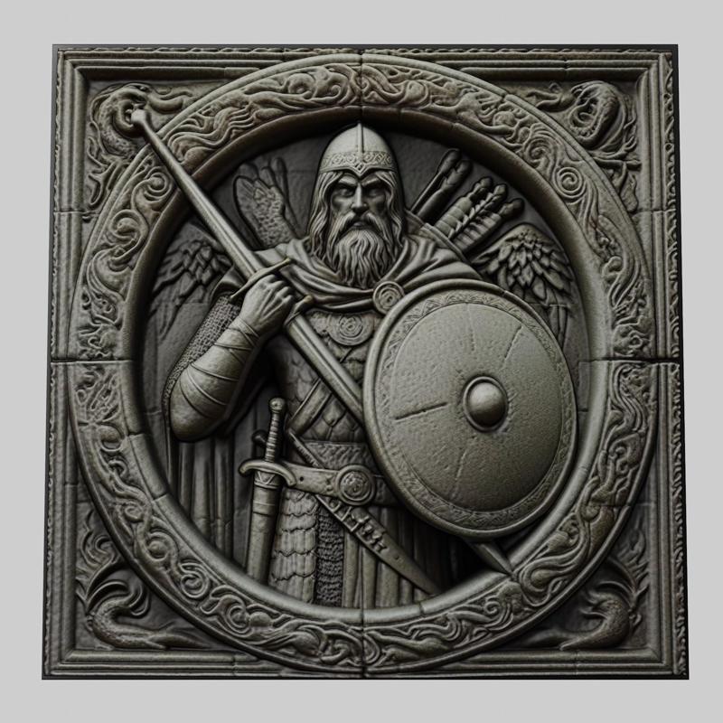 Lord of Rings Boromir 3d printer relief medallion stone tablet obj stl