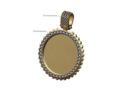 Spikes diamond bail and memory picture pendant 3D print model
