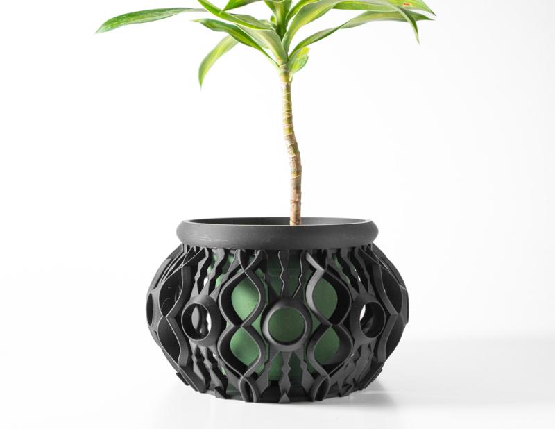 The Lyren Planter Pot & Orchid Pot Hybrid with Drainage Tray: Modern and Unique Home Decor for Plants and Succulents