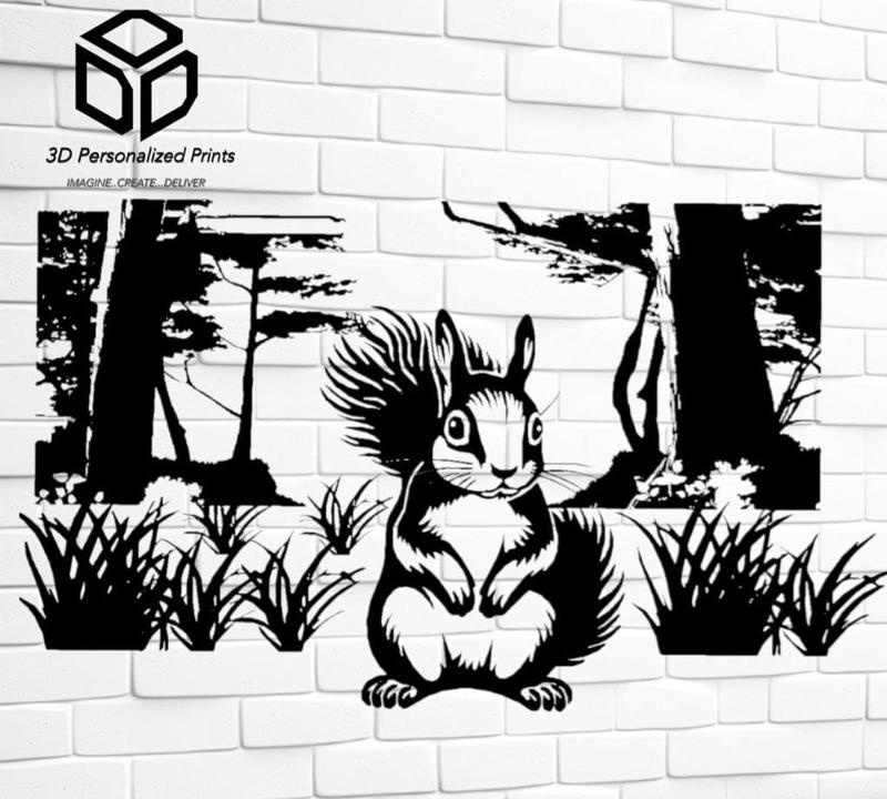 Squirrel Serenade: 3D Forest Wall Art