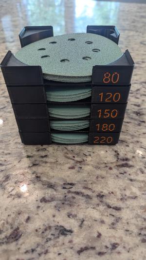 Gridfinity 5 Inch Sanding Disc Holder w/ text