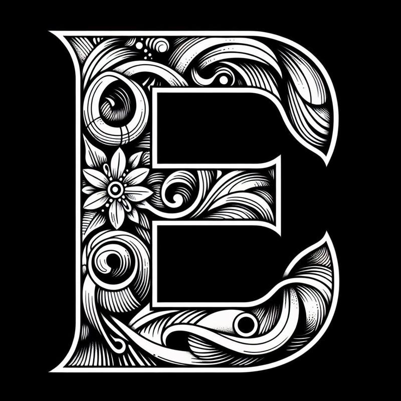 Frottage creation: letter E (version 3)