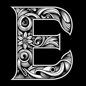 Frottage creation: letter E (version 3)