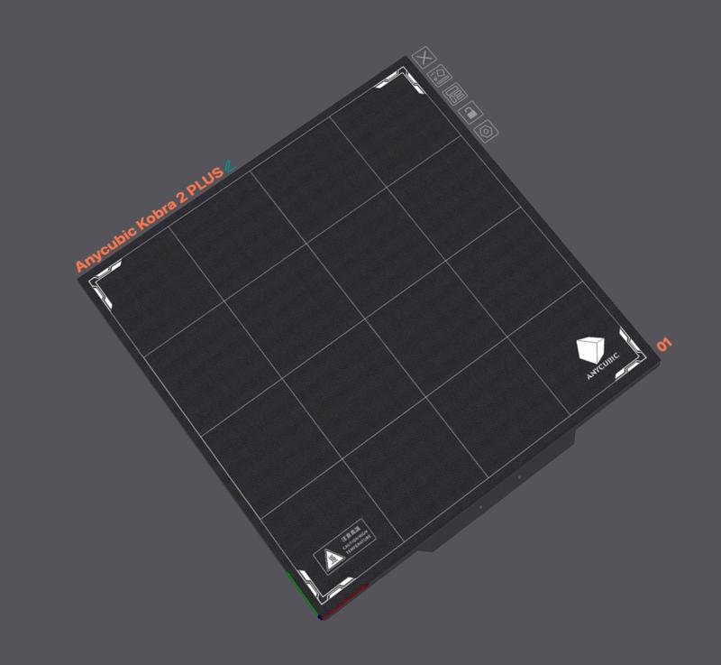 Anycubic Kobra 2 Plus - Grey Grid Version Bed Shape Model and Texture