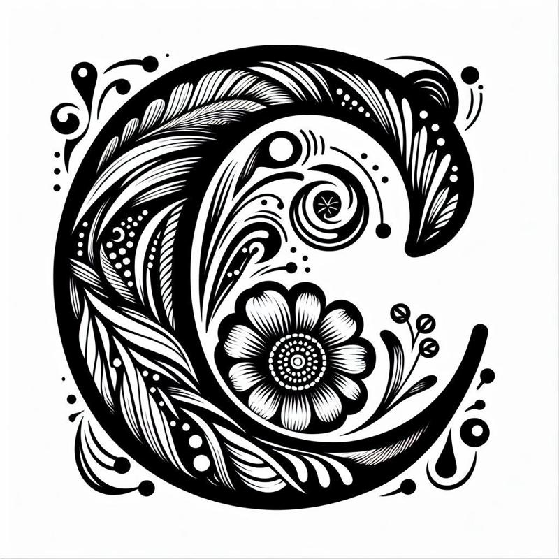 Frottage creation: letter C (version 2)