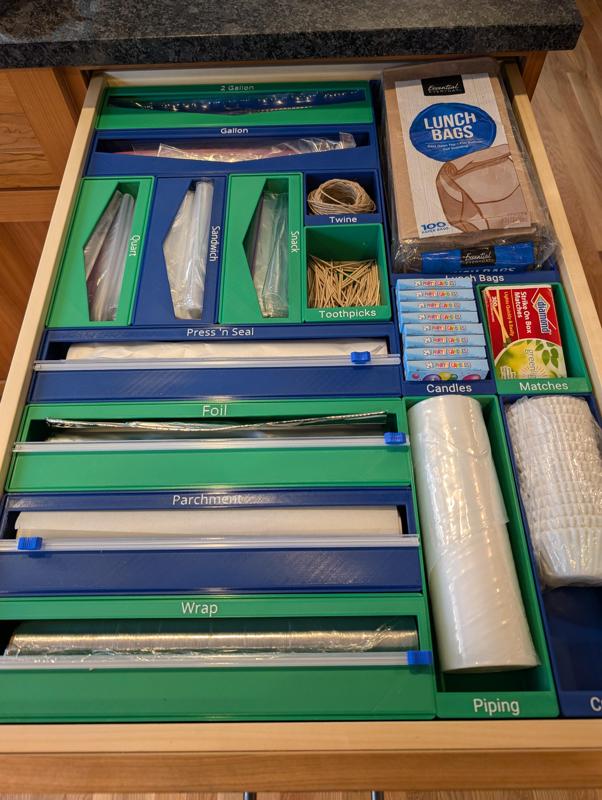 Gridfinity Ziplock, Wrap, and Kitchen Extra Containers