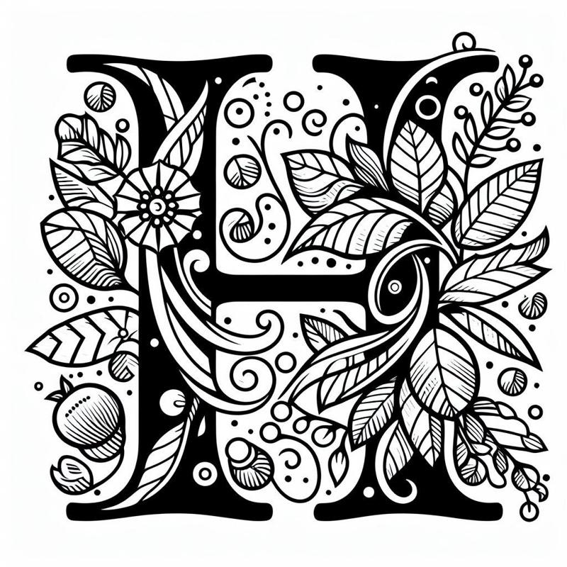 Frottage creation: letter H (version 2)