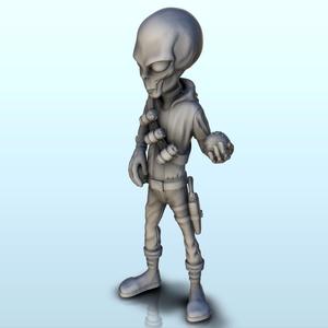 Alien grenadier with grenades in shoulder strap (10) (+ pre-supported version & rounded base) - SF Warhordes ET extraterrest Confrontation