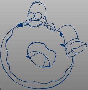 homer eating a donut wall art