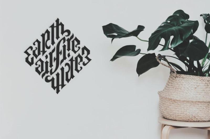 Earth Air Fire Water Ambigram Illuminati Wall Art