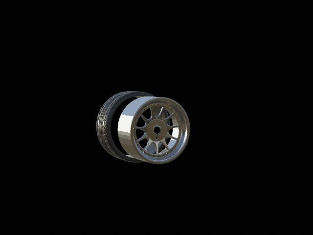 Detailed wheel with tire