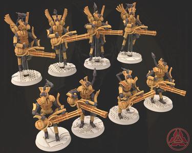 Cinan - Horus - Chemou - Narmer: Support, Battle Robot, space lord's guardians of the Necropolis, solid & modular posable miniatures