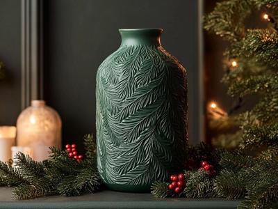 Frosted Pine Vase for Christmas Decor