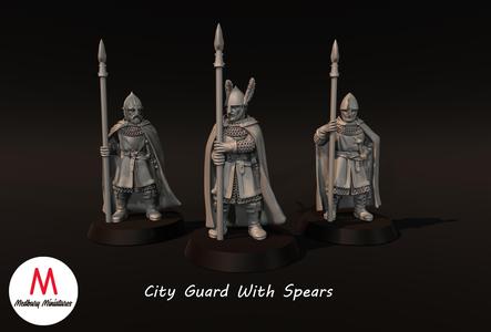 City Guards With Spears On Foot