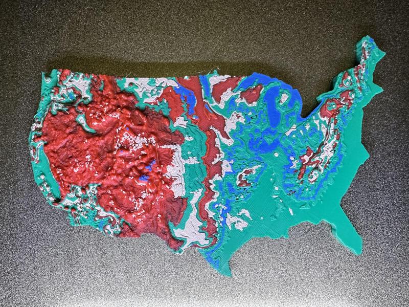 United States 3D Topographic Map