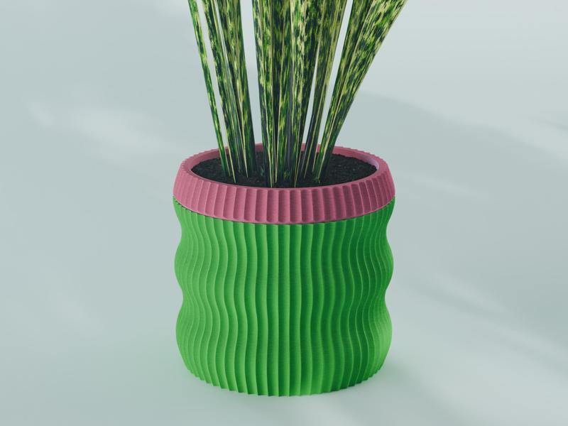 Hana Planter Pot, Scalloped Reverse | Small, Medium, Large | Self Watering and Drip Tray 