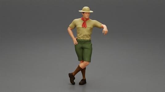 Boy scout standing at scout camp during their summer camp