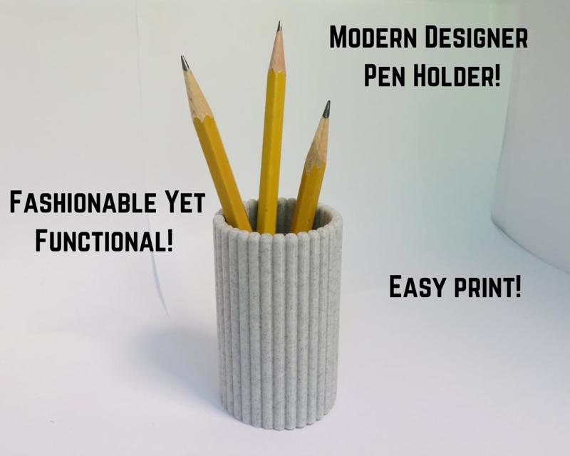 Modern Designer Ribbed Pen Holder