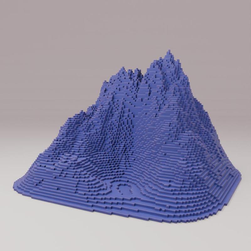 Pixel mountain minecraft landscape