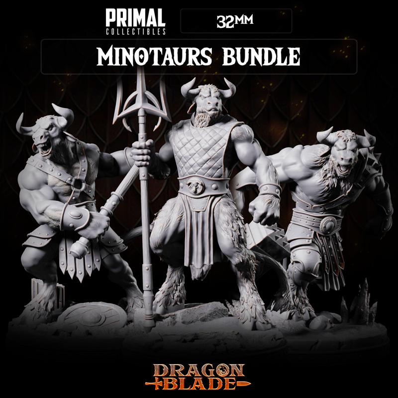 3 miniatures - 32mm - Classic Minotaurs Bundle - DragonBlade