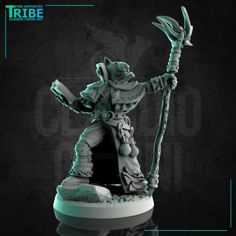 (0247) Male dog folk bullterrier wizard magician with a magic staff