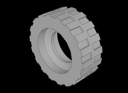 Lego Compatible (92409.dat) Tyre  6.4/ 75 x  8 Shallow Offset Tread with Centre Band