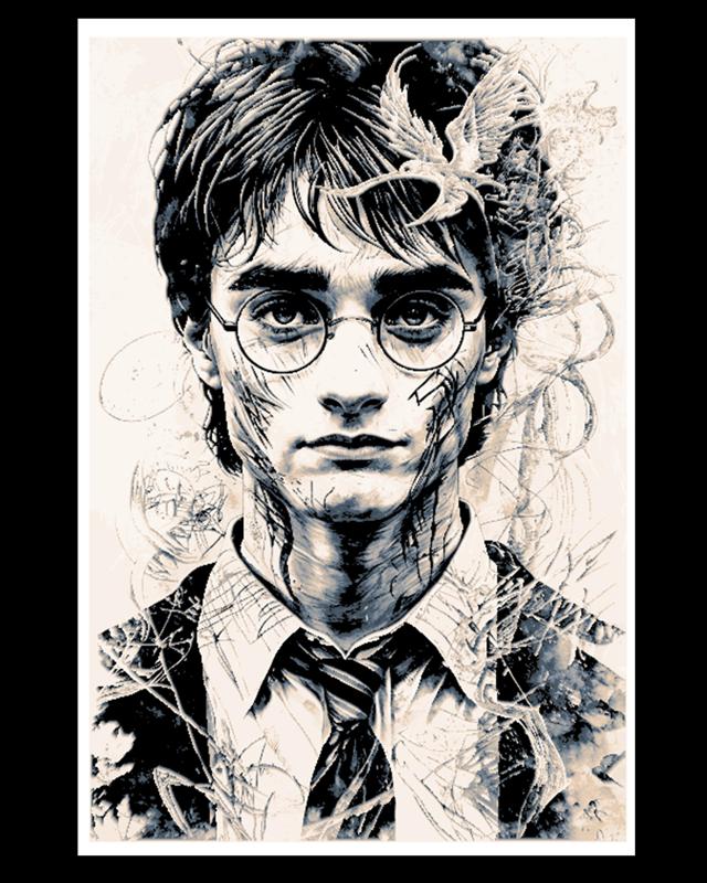 Fan art drawing/sketch the Boy Wizard - Harry - Wall art hueforge