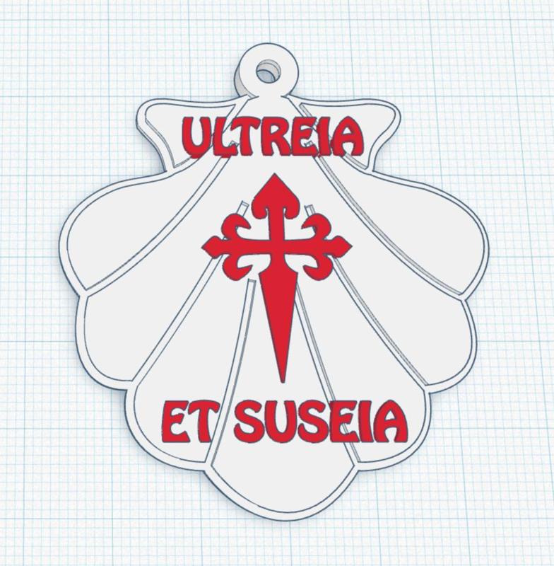 KEYRING KEYCHAIN SHELL ULTREIA ET SUSEIA. VIEIRA. CAMINO DE SANTIAGO