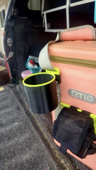 RTIC Backpack Cooler Cup, Bottle & Yeti Colster Holder + Side Utility Strap