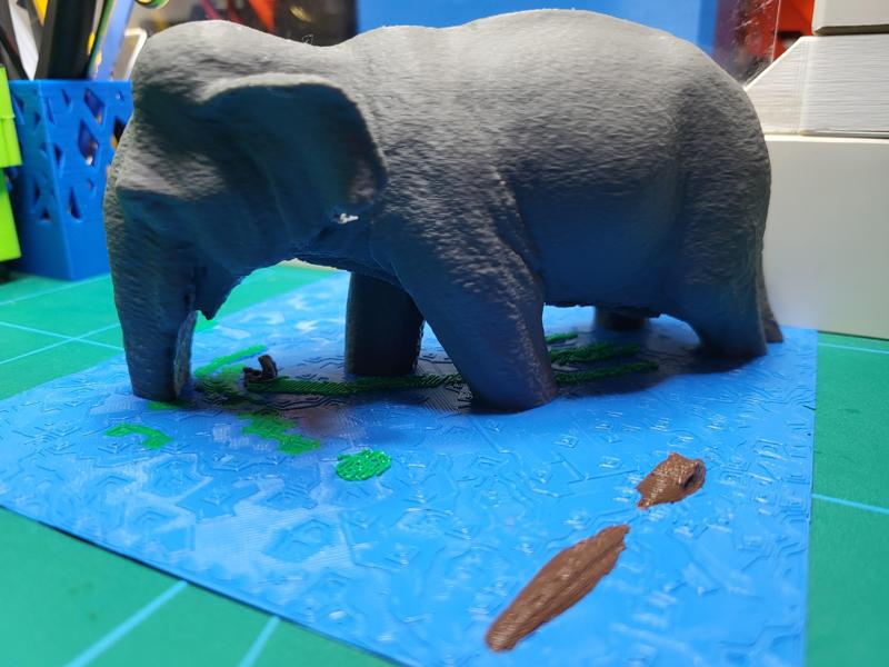 Elephant river - table art/sculpture diorama