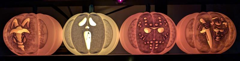 Various Horror Film Themed Faces for thjelmfelt's Jack O'Lantern with Snap On Faces (2017 Version)