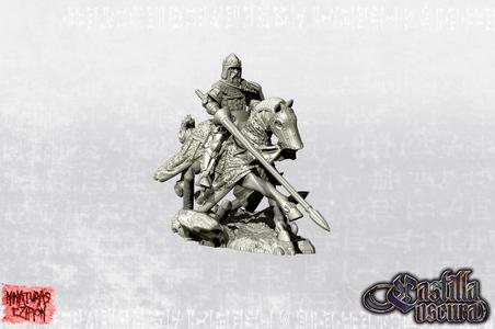  Black Prince on horse with crowned bascinet 