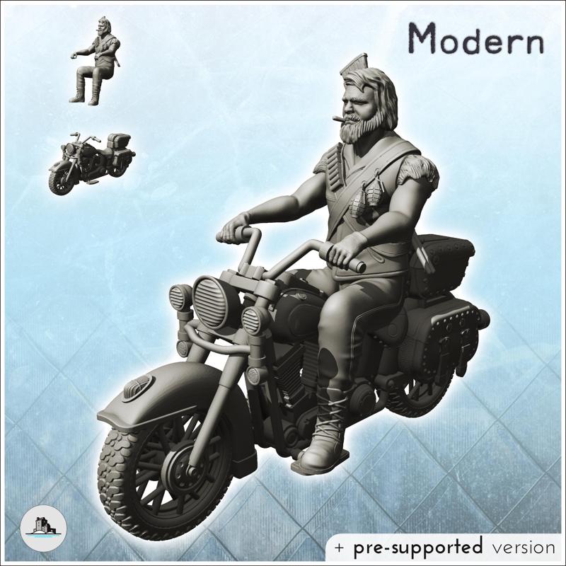 Biker smoking with grenades and rifle (2) - Gang Modern Apocalypse Outlaw Biker US Bandit Rebel Club