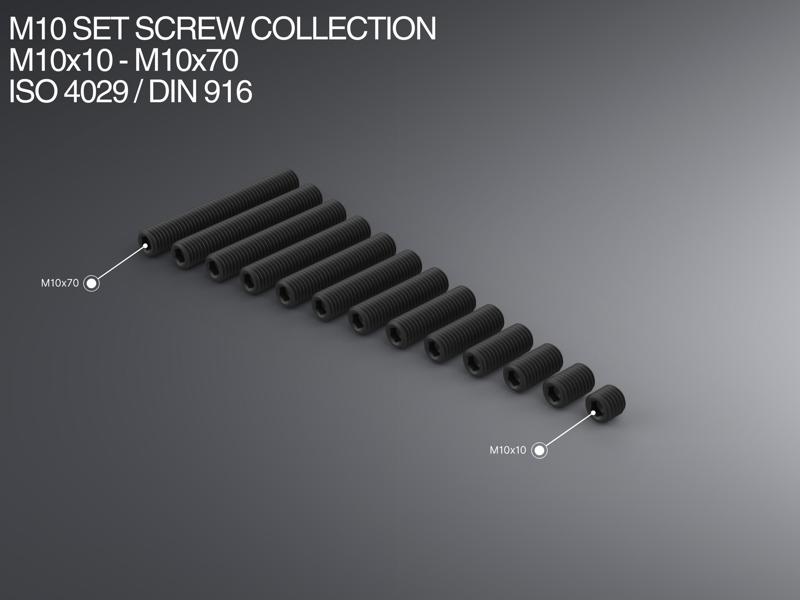 M10 Set Screw Collection M10x10-M10x70 ISO 4029 / DIN 916