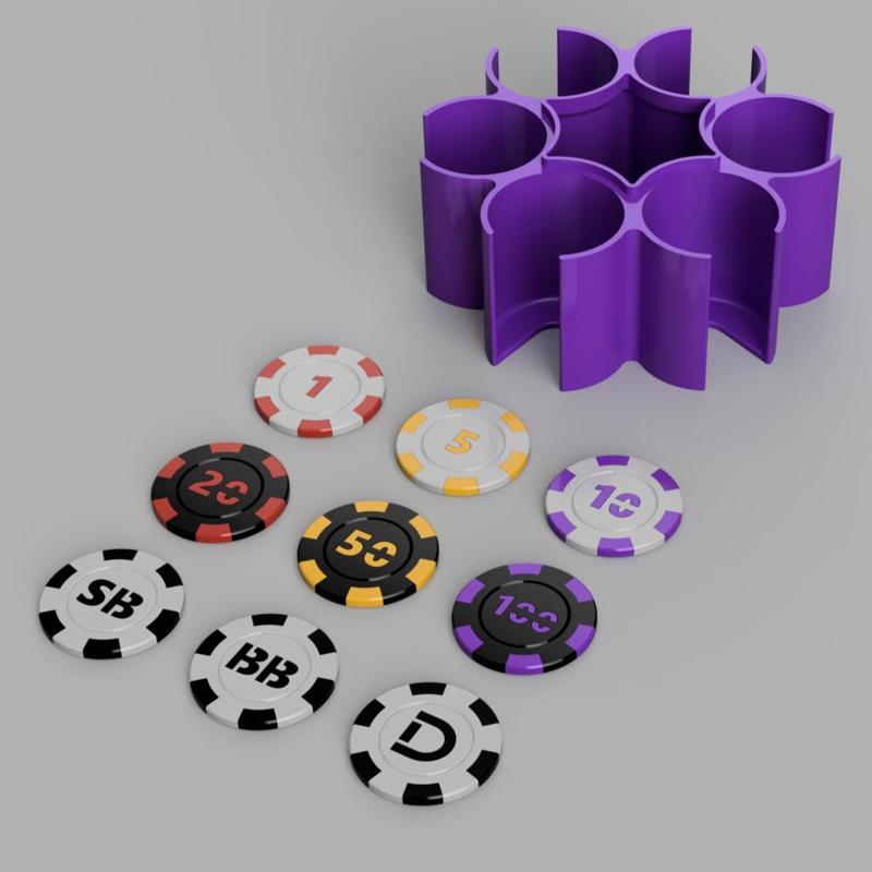 Easy 2-Piece Poker Chips & Holder, No Multi-Material Needed!