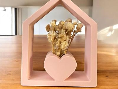 Little house with heart for dried flowers