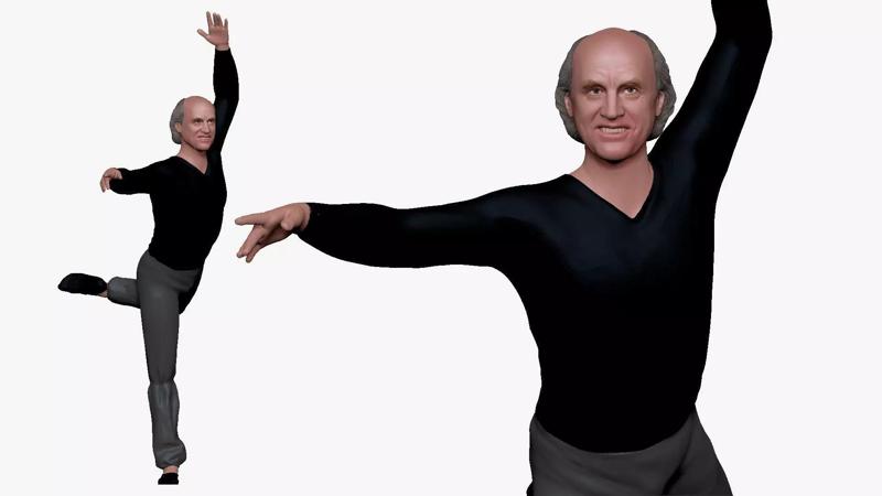 001272 ballet dancer in black top and gray pants 3dp