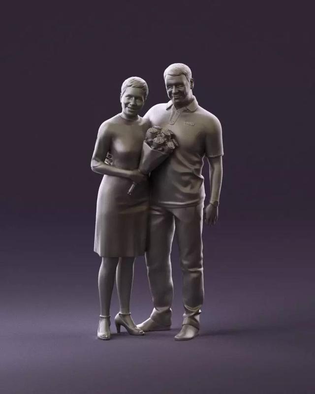 001052 man in purple polo with woman 3D Print Ready