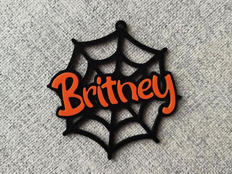 Spider web name tag - Britney