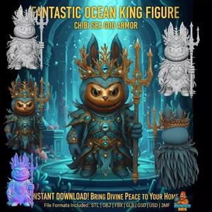 Fantastic Ocean King Figure  Chibi Sea God Armor