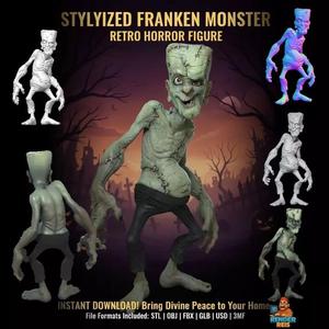 Stylized Franken Monster  Retro Horror Figure