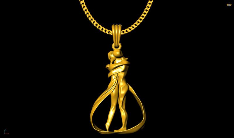 couple kiss pendant charm