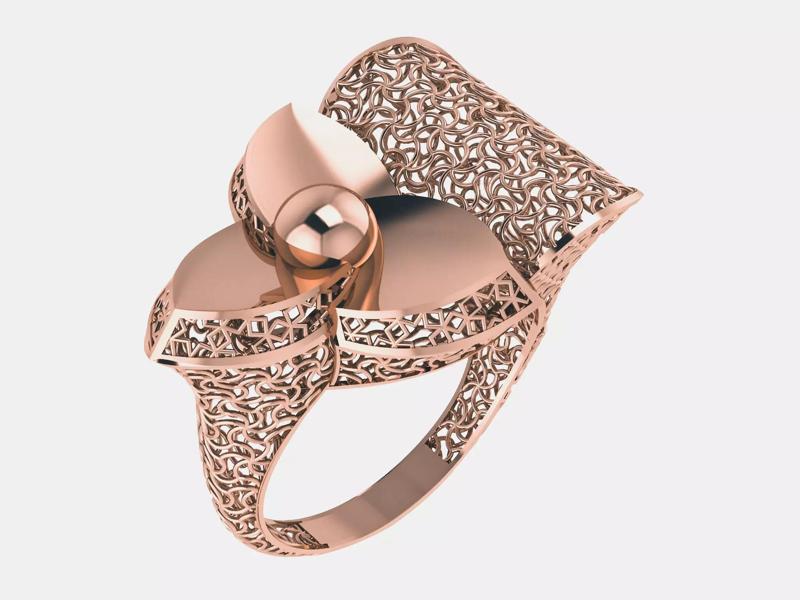 Flower Wire Mesh Plain gold ring