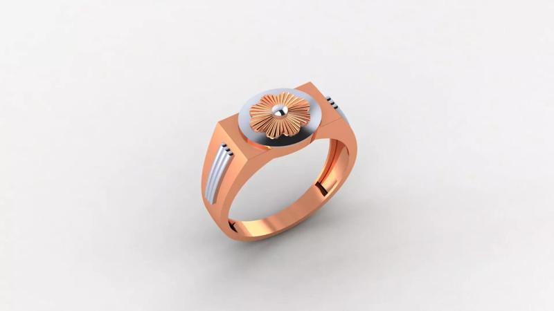 Flower Head Plain Gold Light weight minimalist Mens Band Ring
