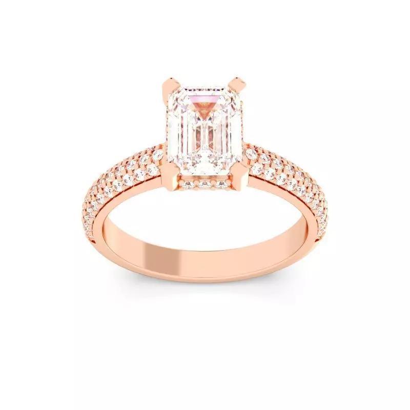 Emerald Cut Hidden Halo Engagement Ring