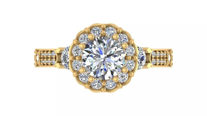 Vintage-Inspired Halo Diamond Engagement Ring