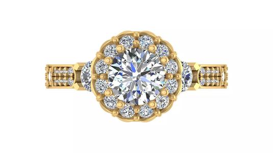 Vintage-Inspired Halo Diamond Engagement Ring