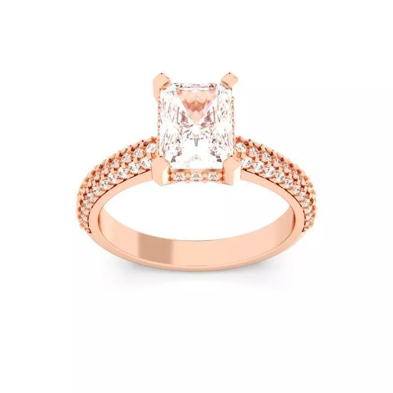 Radiant Cut Hidden Halo Engagement Ring