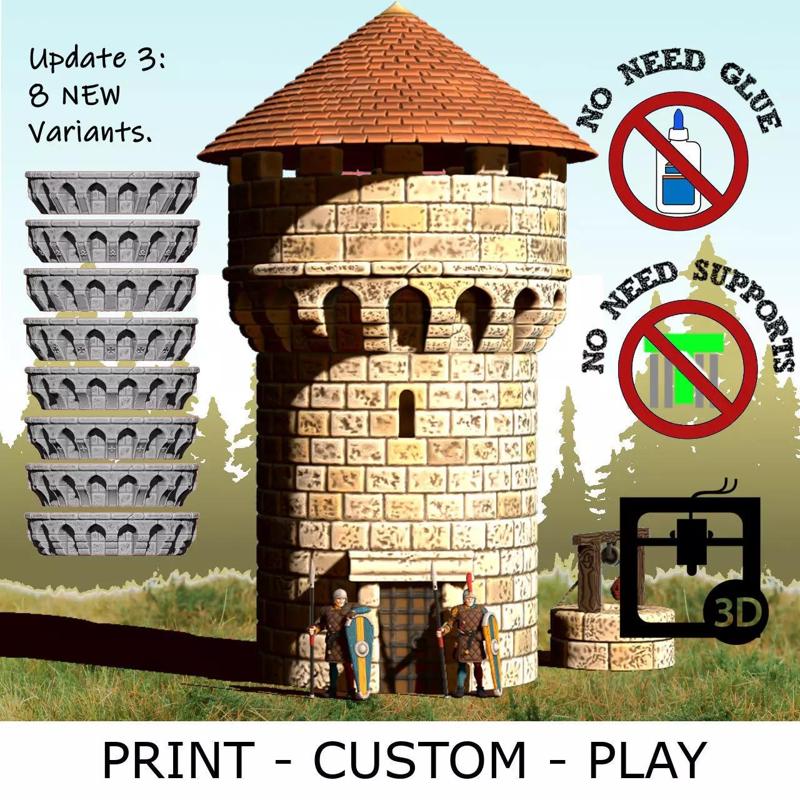 Stone tower - STL - Scenography - Tabletop - Diorama - Wargame